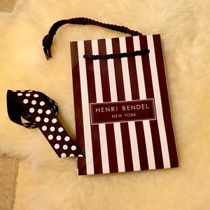 HENRI BENDEL Authentic, iconic striped Gift Bag in dark brown/white